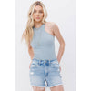 Mica High Rise Cutoffs: Light Wash