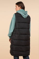 Love to Layer Long Puffer Vest: Black