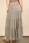 Tiered Layers Woven Midi Skirt