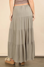 Tiered Layers Woven Midi Skirt