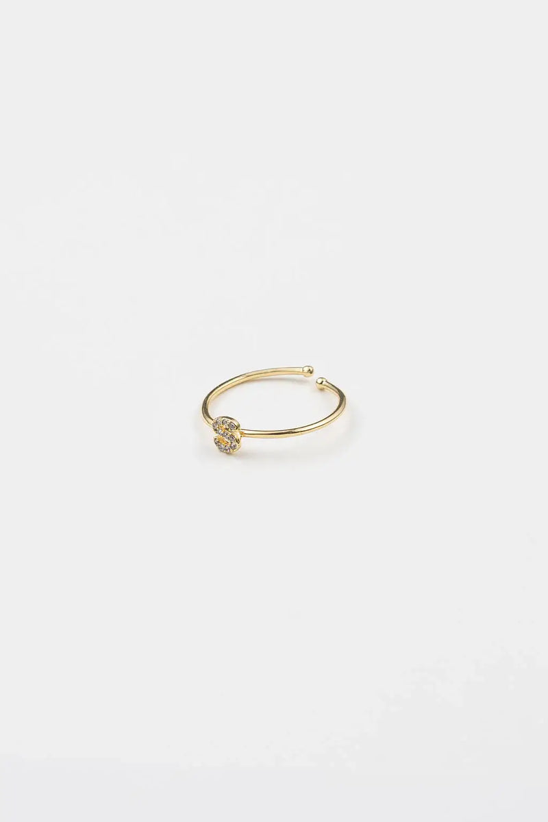 18K Gold Shiny Adjustable Initial Ring - Set of 16