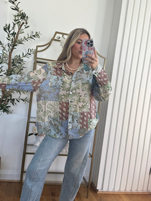 Boho Paisley Button Down Shirt