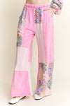 Mineral Washed Floral WaveKnit Jacquard Boho Pants HP6106: Natural / S-M-L / 2-2-2