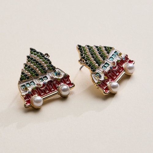Christmas Tree Truck Stud Earrings