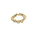 18K Gold Shiny Adjustable Initial Ring - Set of 16