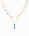 Layered Sea Life Marine Blue Fish Charm Necklace