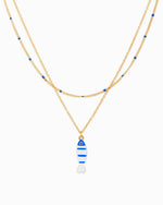 Layered Sea Life Marine Blue Fish Charm Necklace