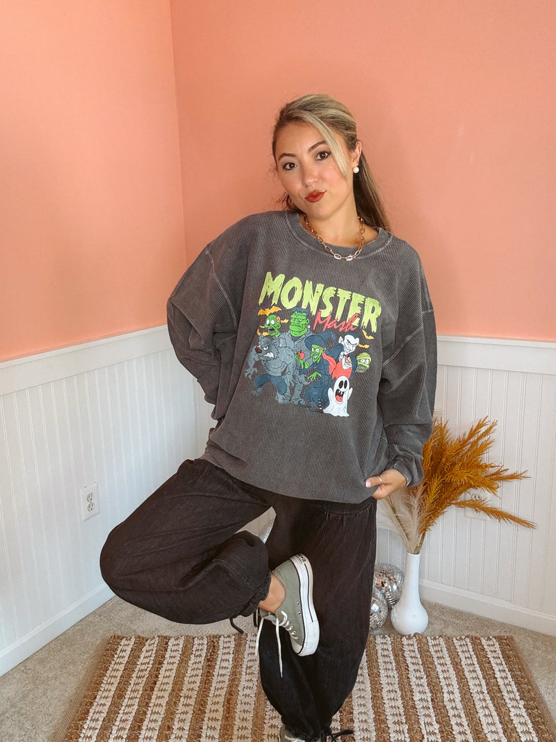 Monster Mash Corded Pullover: Charcoal