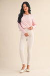 Cotton Slub Cutout Back Long Sleeve Layering Top