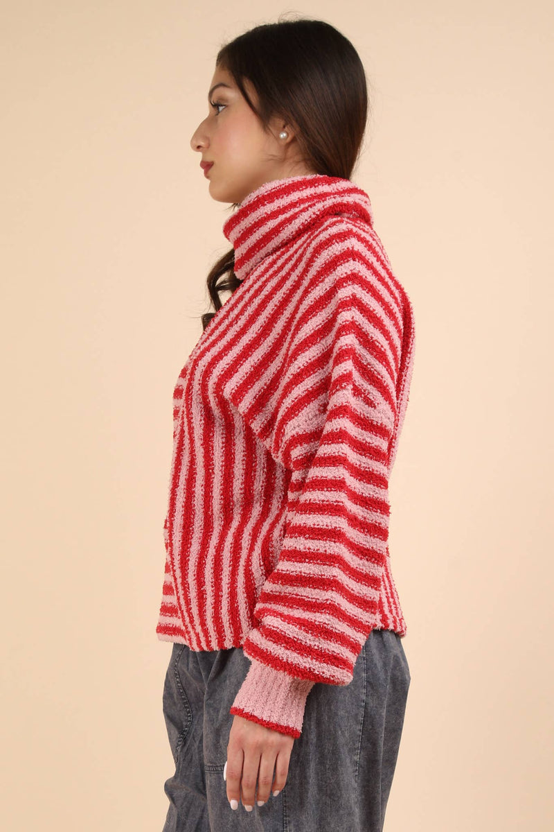 Winter Girl Striped Cowl Neck Sweater