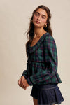 Green Plaid Holiday Blouse