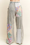 Mineral Washed Floral WaveKnit Jacquard Boho Pants HP6106: Natural / S-M-L / 2-2-2