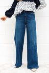 Mica Dark Wash Super High Rise Wide Leg Jeans: 34"