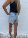 Risen Totally Light Washed Distressed Hem Stretch Shorts