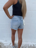 Risen Totally Light Washed Distressed Hem Stretch Shorts