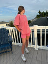 Got Game Mineral Wash Oversized Sweat + Biker Short Set: Pink