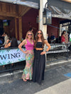 Two-Piece Smocked Top & Maxi Set: Black
