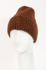 Ribbed Knitted Beanie: Mauve