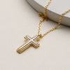 Gold Dipped Pave Cross Pendant Necklace – Sparkling Crystal Charm