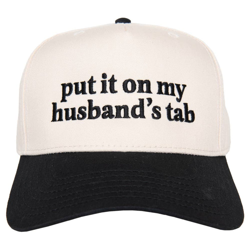 Put It On My Husband's Tab Two-Toned Vintage Hat: Black and Tan