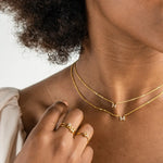 18K Gold Shiny Adjustable Initial Ring - Set of 16
