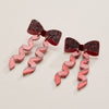Glitter Bow Ribbon Earrings – Festive Statement Jewelry