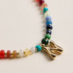 Colorful Beaded Necklace with Gold Letter Initial