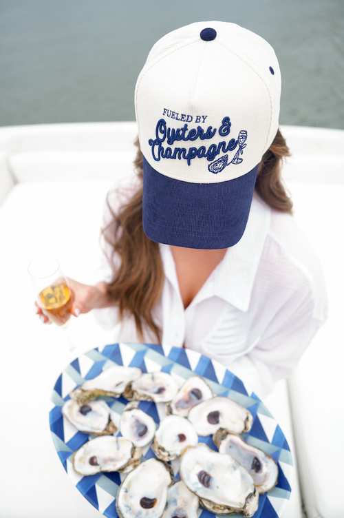 Oysters & Champagne - Navy Corduroy Trucker Hat