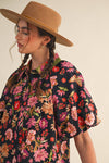 COLLARED BUTTON DOWN FLORAL MINI DRESS MDR4309