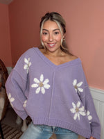 Daisy Girl Chenille Sweater: Lavender