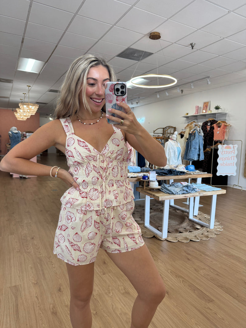 Woven Shellfish Summer Tank and Shorts Set