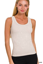 Kelly 2 Way Neckline Washed Ribbed Cropped Tank Top