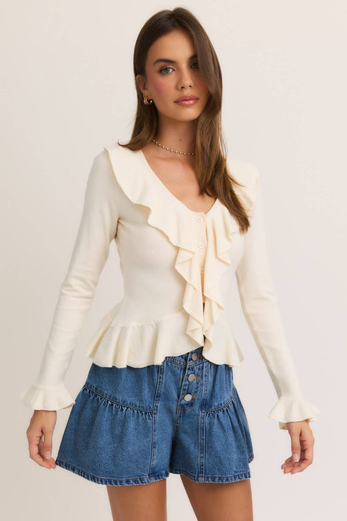 Frosted Flirt Ruffle Sweater