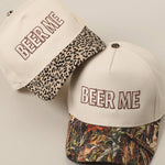 BEER ME Embroidery Leopard Camo Trucker Hat