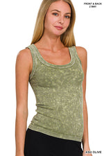 Kelly 2 Way Neckline Washed Ribbed Cropped Tank Top