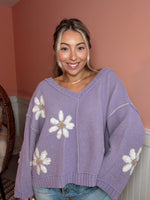 Daisy Girl Chenille Sweater: Lavender