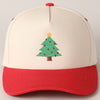 Christmas Tree Embroidery Canvas Baseball Cap