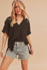 Ellen V- Neck Linen Top