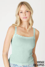 Nikibiki Vintage Square Neck Ribbed Top