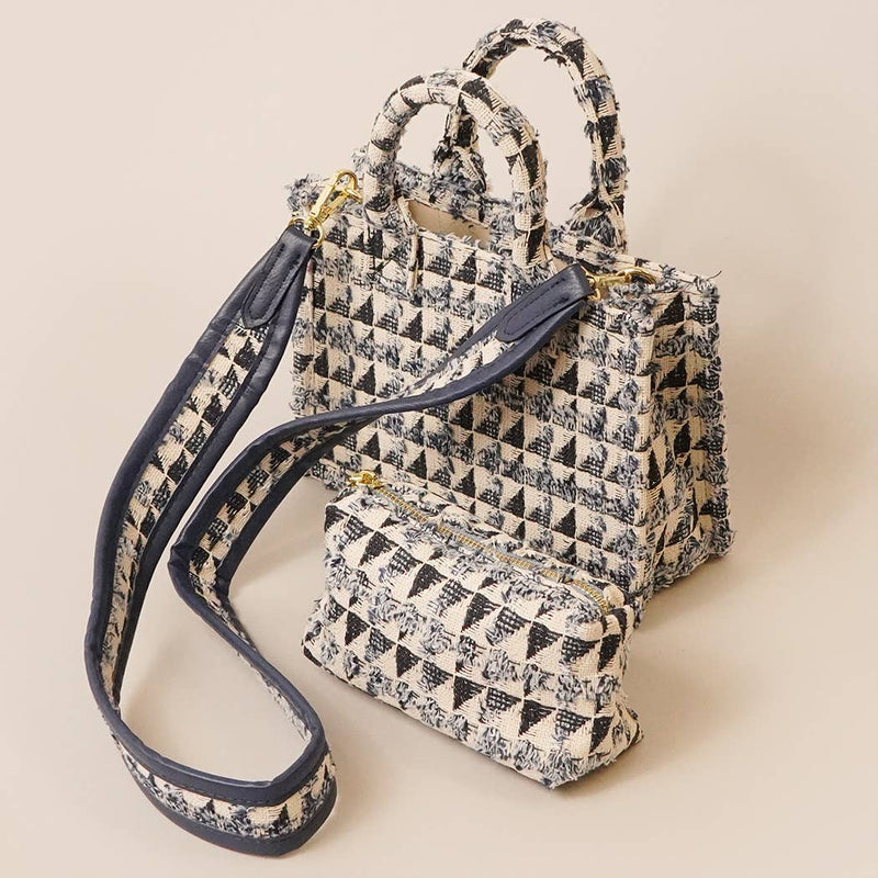 Polyester Geometric Mini Tote Bag