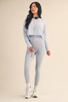 Cotton Slub Cutout Back Long Sleeve Layering Top