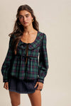 Green Plaid Holiday Blouse