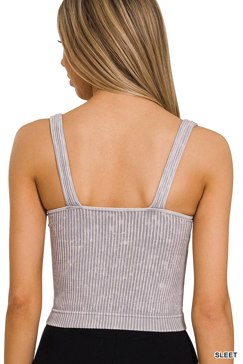 Renee Mineral Washed Square Neck Bra Padded Brami Tank Top