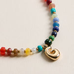 Colorful Beaded Necklace with Gold Letter Initial
