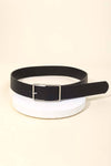 Faux Leather Rectangle Cutout Buckle Fashion Belt
