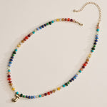 Colorful Beaded Necklace with Gold Letter Initial