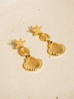 Vesta 18K Gold Non-Tarnish Summer Seashell Earring