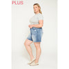 Mica Super High Rise Raw Hem Mid Length Shorts