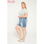 Mica Super High Rise Raw Hem Mid Length Shorts