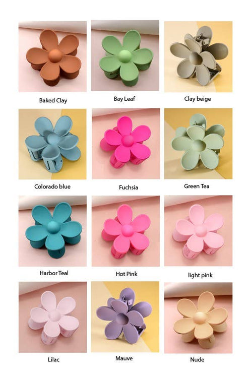 OVERSIZE MATTE FLOWER HAIR CLAW CLIPS | 40H459